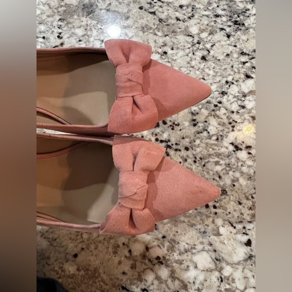 Ann Taylor Pink Pointed Toe Bow Suede Size 7 Heels | 2.5” - Picture 7 of 8